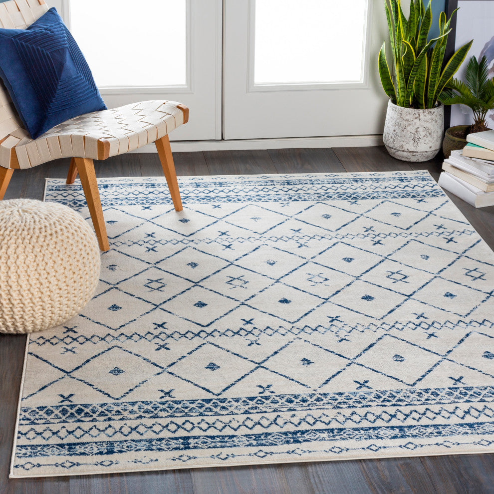 Surya Roma ROM-2339 9'x12'3" Rug, Dark Blue/Denim/Light Gray/White