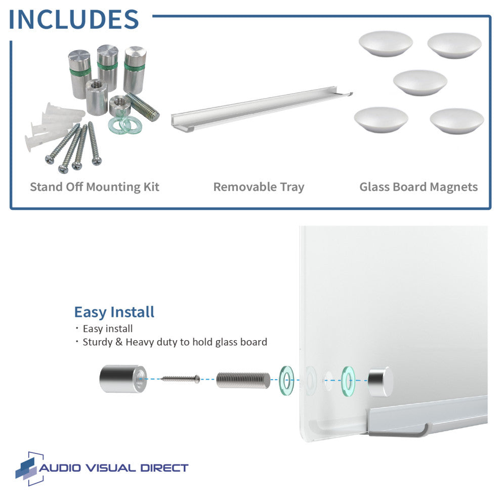 Magnetic White Glass Dry-Erase Board Set, 36"x72"