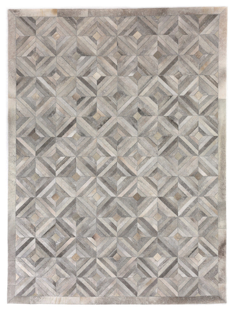 Natural Hide Cowhide Silver Area Rug, 5'x8'