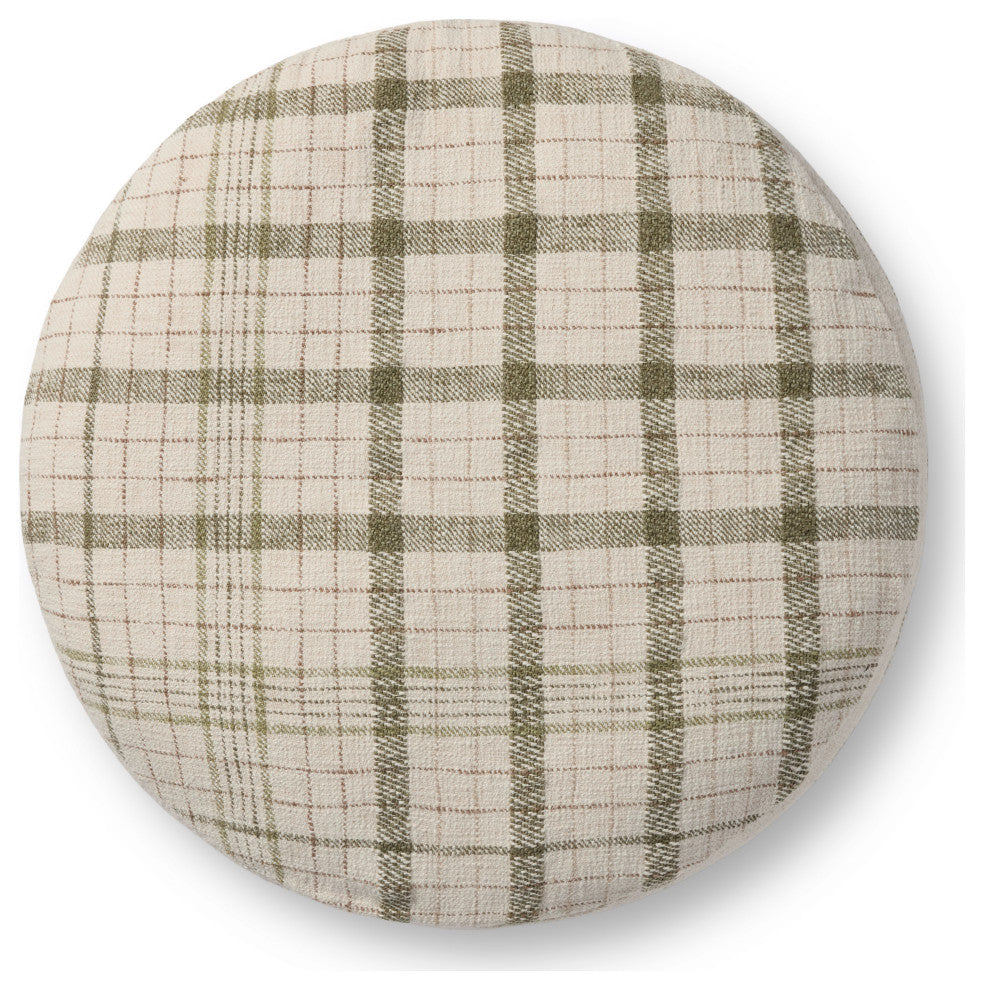 Chris Loves Julia x Loloi Wallace Cream 36"W x 36"D x 17"H Round Pouf