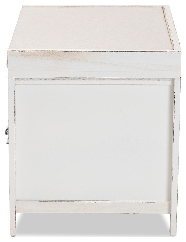 Modern Transitional Beige Fabric Upholestred Wood 3-Drawer Storage Bench