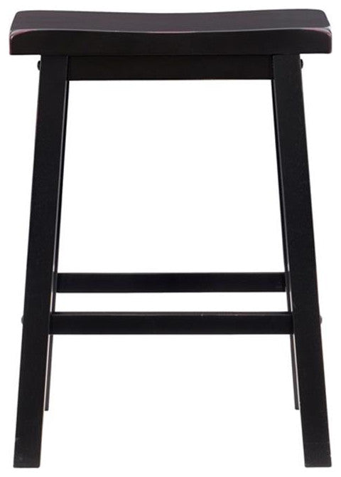 Bowery Hill 24" Transitional Wood Backless Saddle Seat Counter Stool in Black
