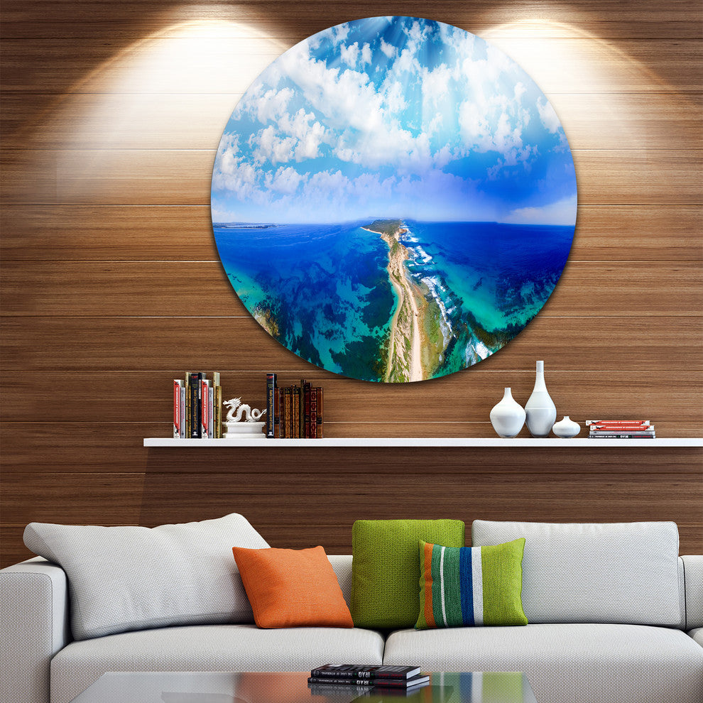 Blue Fort Nepean Road From Helicopter, Landscape Round Wall Art, 11"