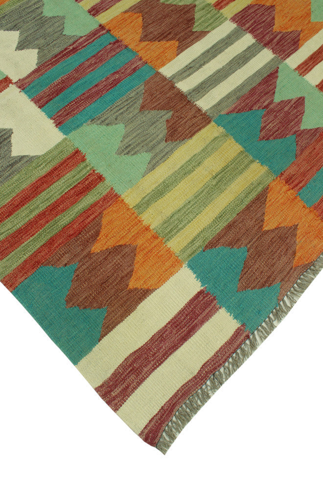 Winchester Kilim Renata Turquoise/Ivory Rug, 4'10x6'5