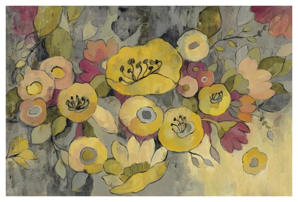 "Yellow Floral Duo III" Digital Paper Print by Silvia Vassileva, 50"x34"