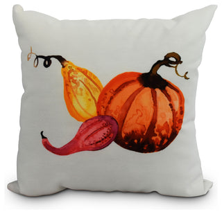 18" Gourd Pile Cream Fall Print Decorative Throw Pillow