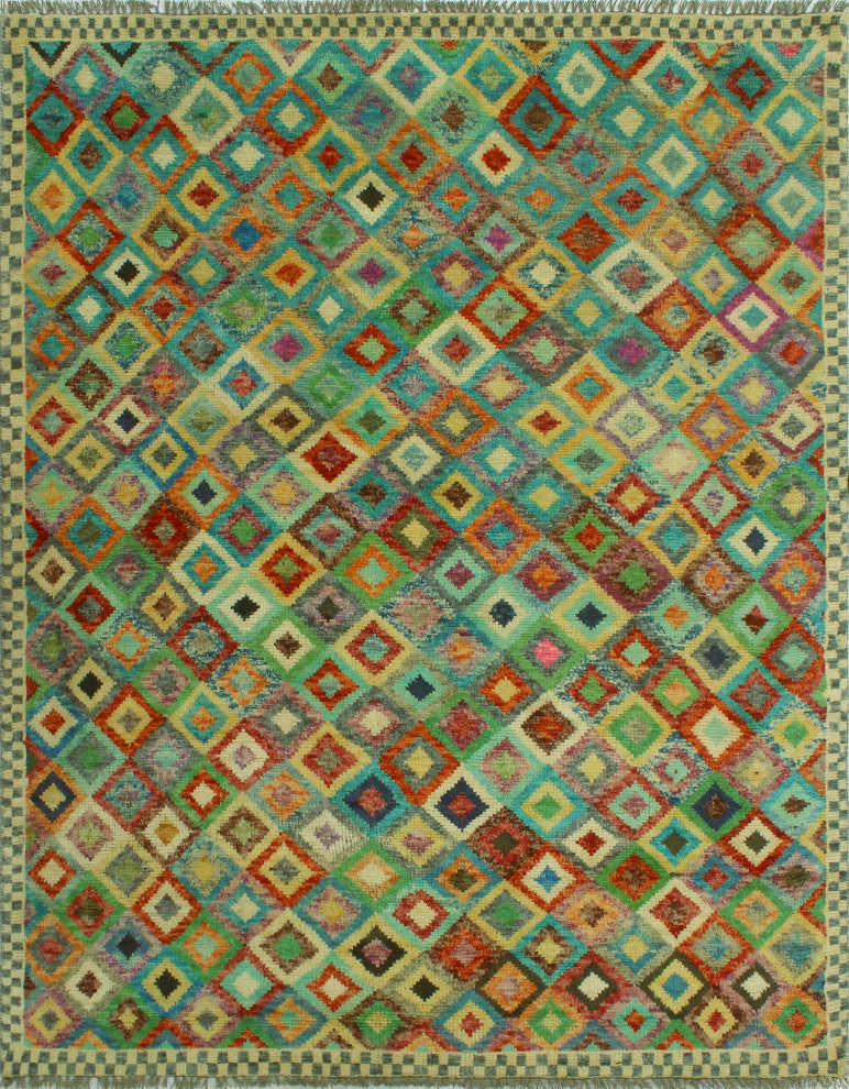 Balochi Nurai Ivory/Turquoise Rug, 4'11 x 6'6