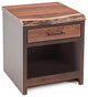 Modern Rustic Live Edge Walnut End Table or Nightstand, Natural Drawer Style, Nightstand-28"h, One Drawer