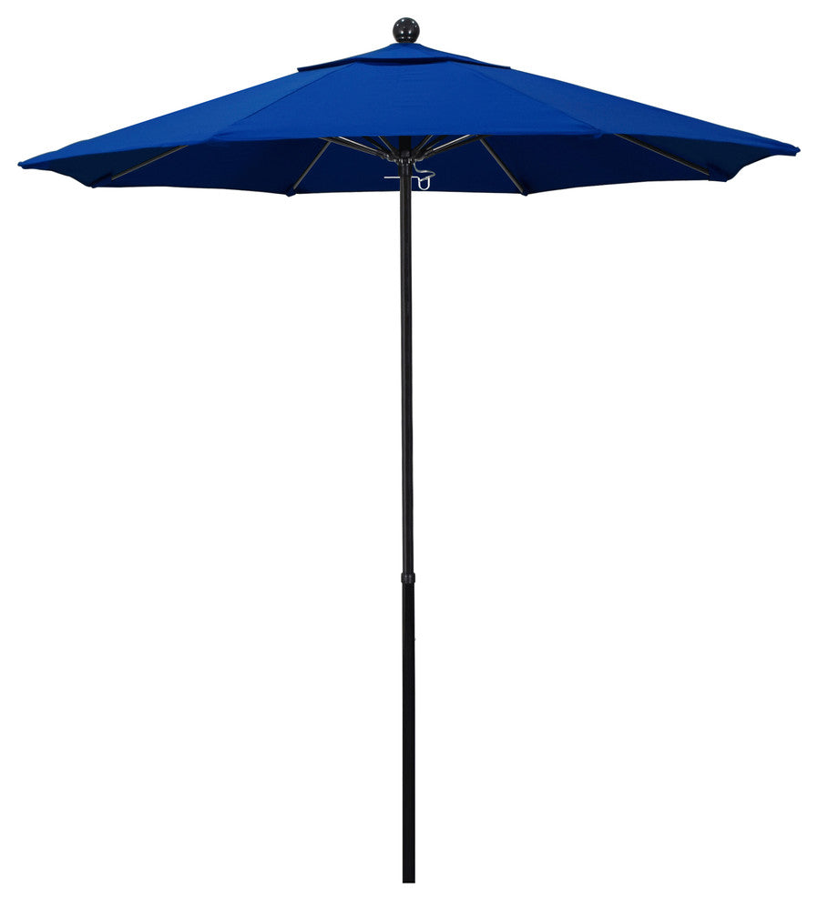 7.5'  Black Push Lift Fiberglass Umbrella, Pacific Blue Pacifica
