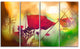 Poppy Flowers with Bokeh Background, Floral Canvas Art Print, 48"x28", 4 Panels