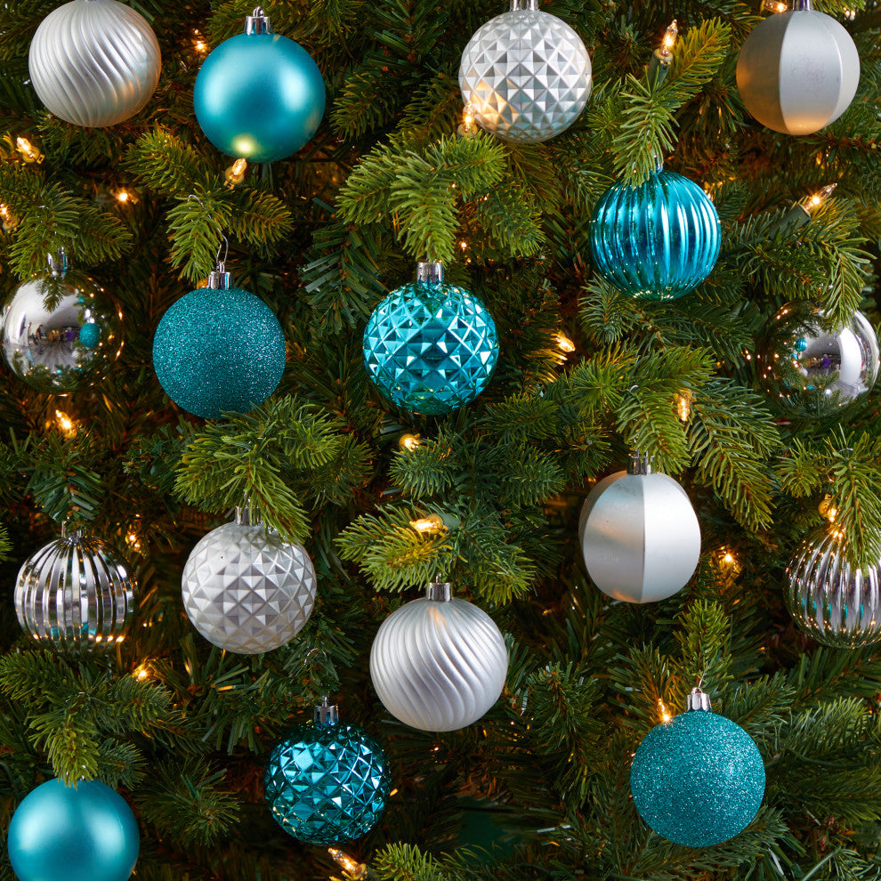 Holiday Shatterproof, 101 Count Xmas Tree Ornament Set 60mm With Re-Useable Tube
