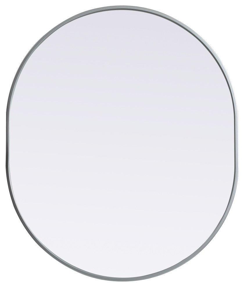 Metal Frame Oval Mirror 30X36 Inch, Silver