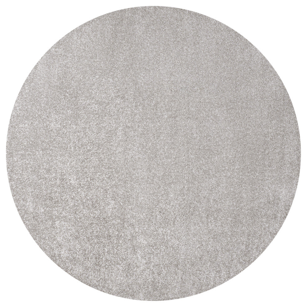 Haze Solid Low-Pile Runner Rug, Light Gray, 5' Round