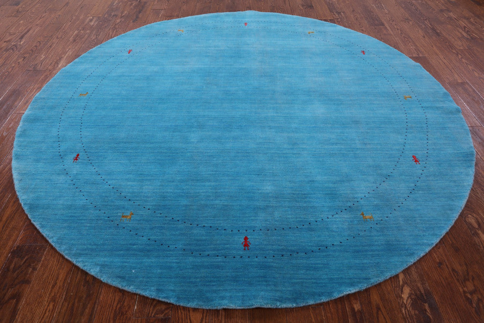 8' Round Hand Knotted Persian Gabbeh Wool Rug Q7002