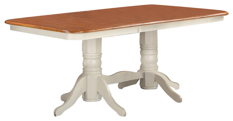 Napoleon Rectangular Round Corner Dining Table With 17", Self Storage Leaf