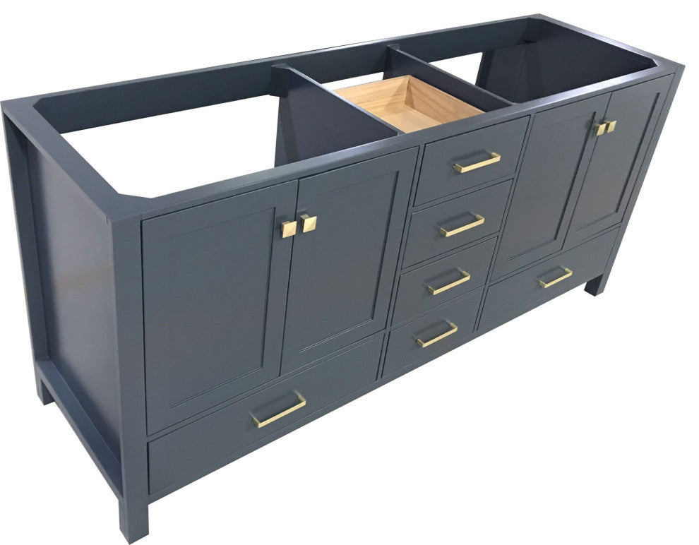Ariel Cambridge 72" Double Sink Base Cabinet, Midnight Blue