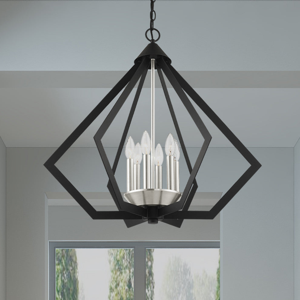 Black With Brushed Nickel Cluster Modern Chandelier