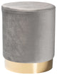 Greaves Glam Velvet Fabric Upholstered Ottoman, Gray/Gold