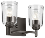 Shailene 12.5" 2-Light Vanity Light With Clear Glass, Olde Bronze
