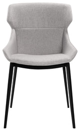 Kenna Modern Dining Chair in Matte Black Finish and Gray Fabric - Set of 2