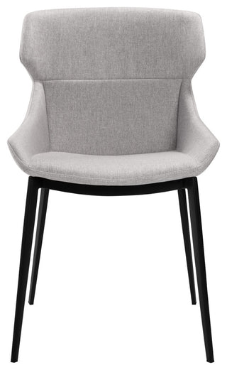 Kenna Modern Dining Chair in Matte Black Finish and Gray Fabric - Set of 2