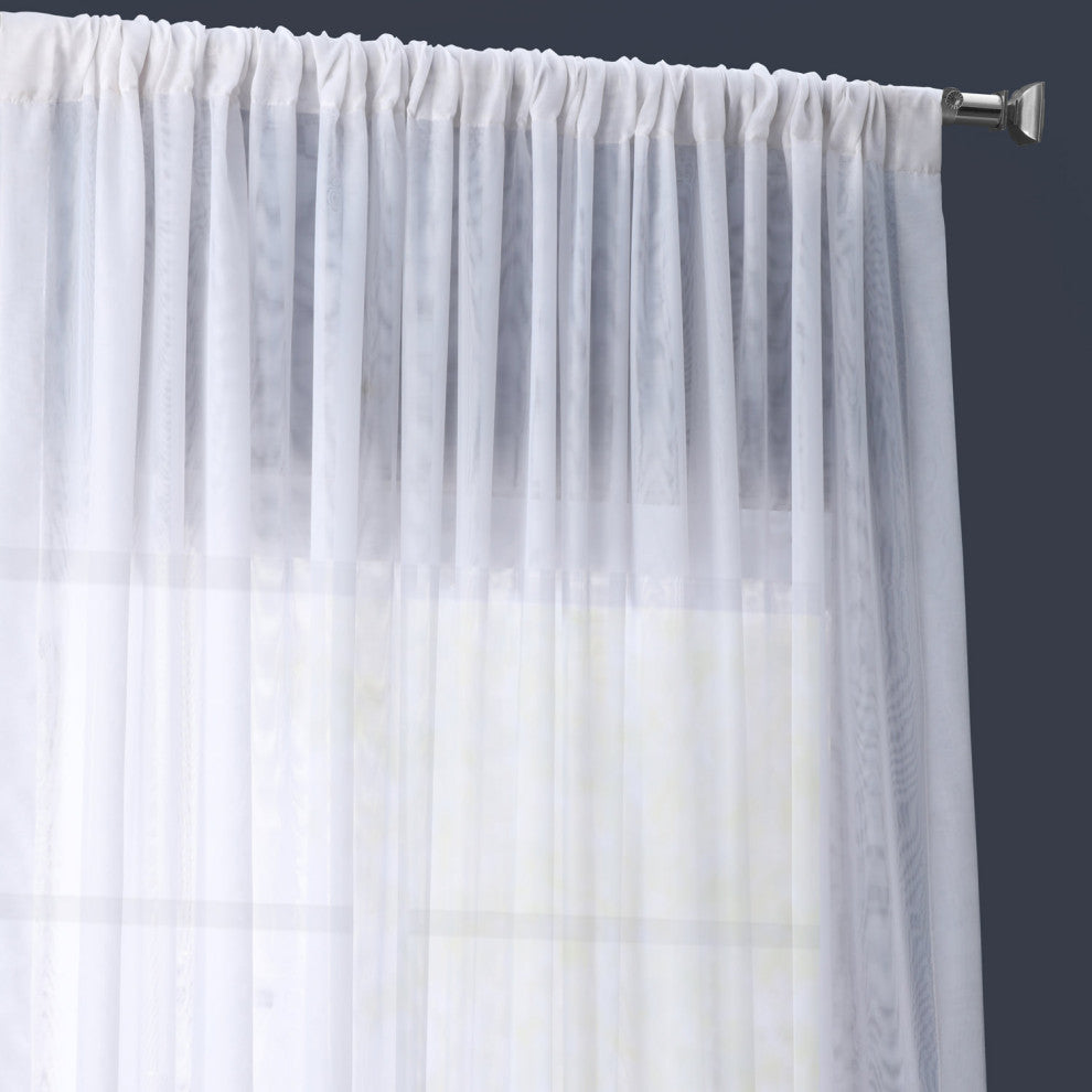 Signature Double Wide White Sheer Curtain Single Panel, 100"x120"