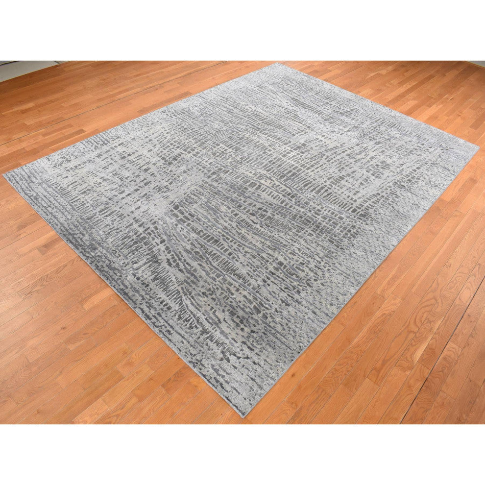 Cloud Gray, THE LOST BRANCHES, Silk With Wool, Hand Knotted, Rug, 8'10"x12'2"