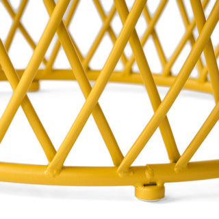 GDF Studio Alameda Outdoor 19" Diameter Lattice Iron Side Table, Matte Yellow