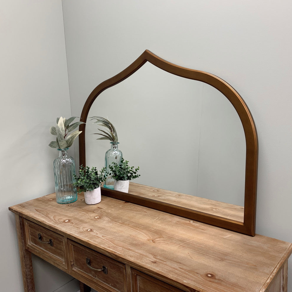 Pescara Framed Mantel Mirror, Teardrop Cathedral, 38.4"x27.4", Autumn Bronze