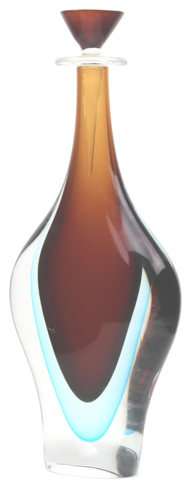Murano Glass Imperial Bottle Red Aqua