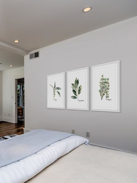 "Herb Trio" Framed Painting Triptych, 36"x18"