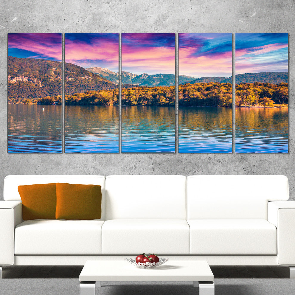 Bohinj Lake in Triglav National Park, Landscape Canvas Print, 60"x28", 5 Panels