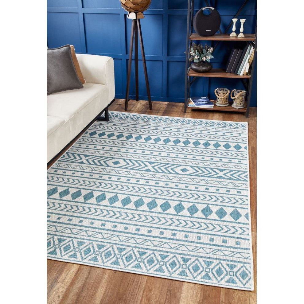 KAS Provo 5777 Ivory/Aqua Natura Area Rug, 5'3"x7'7"