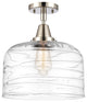 Caden X-Large Bell Flush Mount, Polished Nickel, Clear Deco Swirl