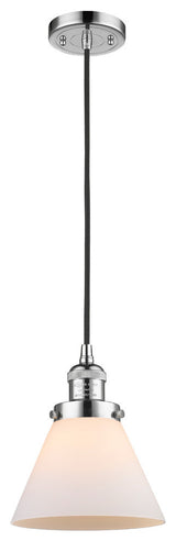 1-Light Large Cone 8" Pendant, Polished Chrome, Glass: Matte White Cased