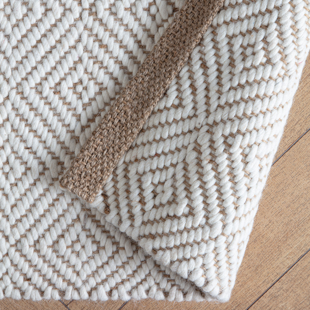 8' x 10' Chillon Natural and Wool Diamond Rectangle Area Rug