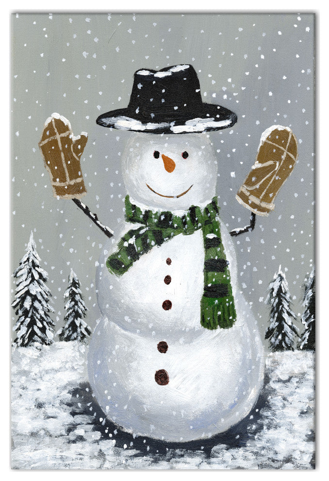Wintery Snowman 24x36 Canvas Wall Art