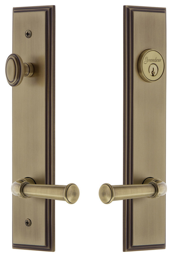 Carre' Tall Plate Complete Entry Set, Georgetown Lever, Vintage Brass, 841378