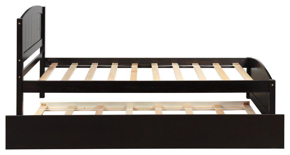 Gewnee Twin size Platform Bed with Trundle in Espresso