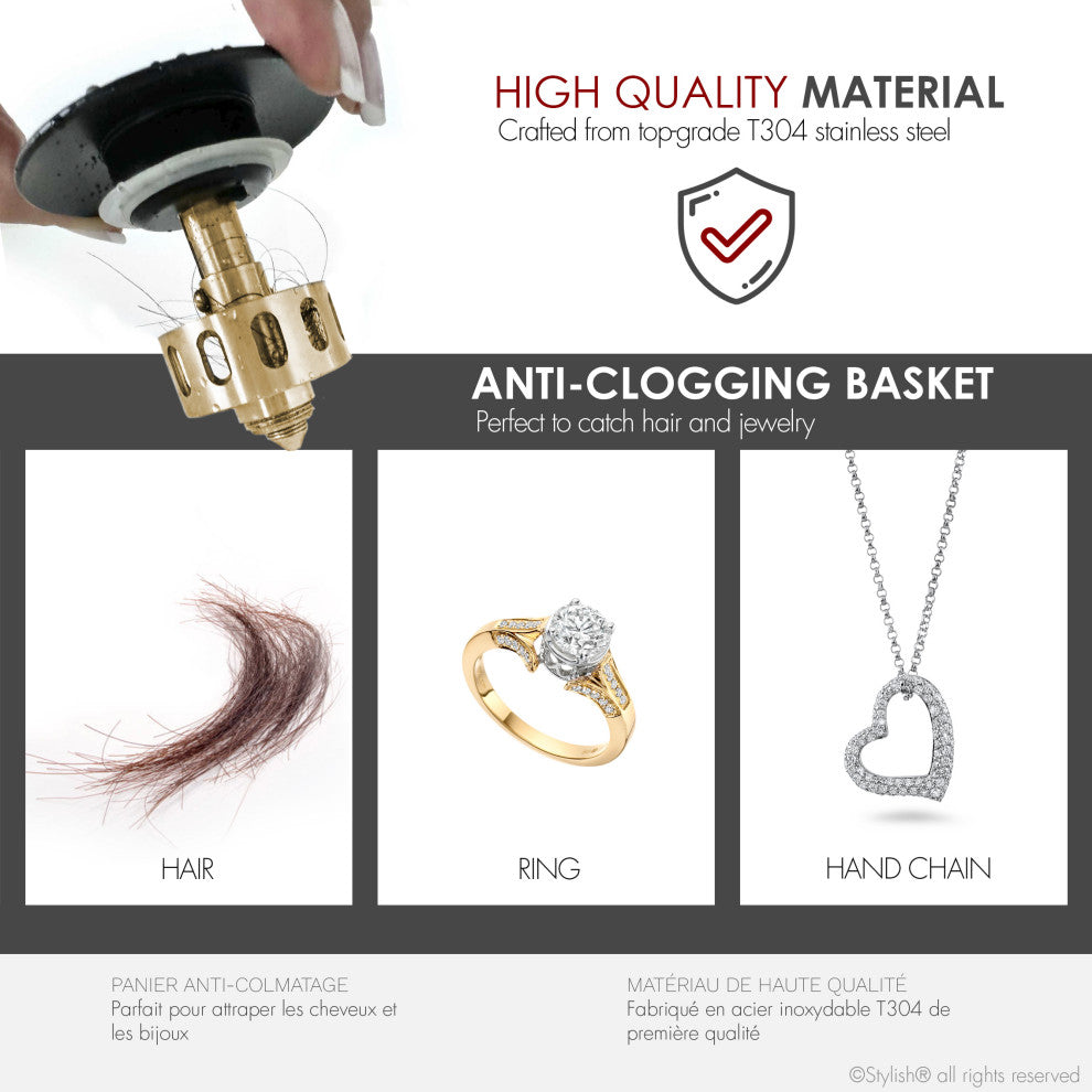 STYLISH Black Matte Pop-Up Bathroom Sink with Overflow Set of Two