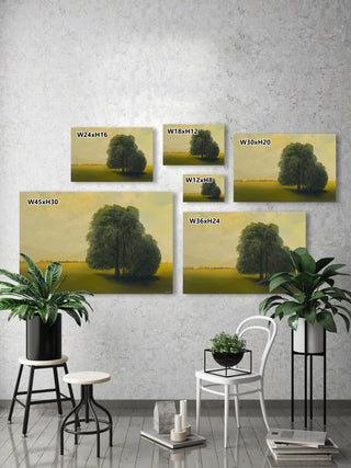 "Green Fields and Lone Tree" Painting Print on Wrapped Canvas, 12x8