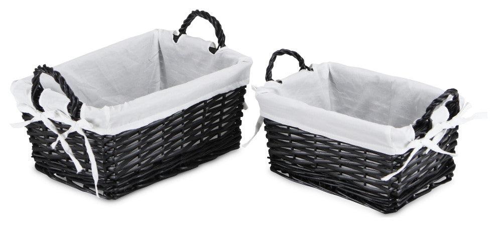 2-Piece Willow Rectangular Storage With Liner, Black