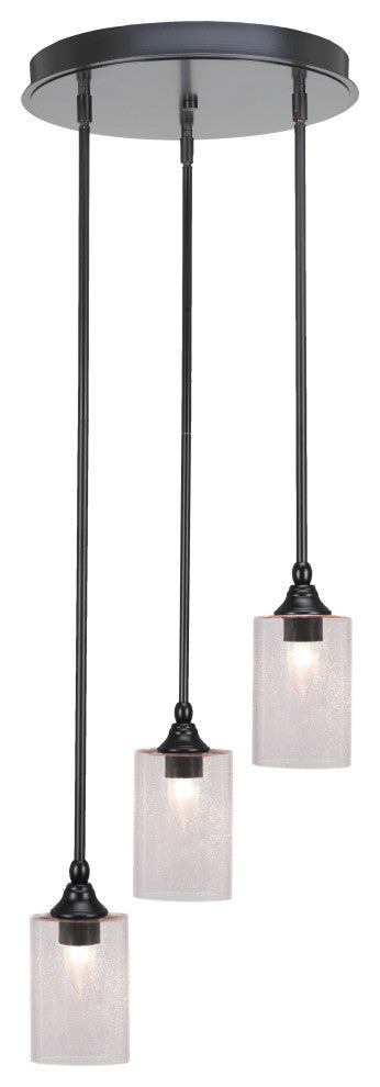 Empire 3-Light Cluster Pendalier, Matte Black/Clear Bubble