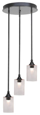 Empire 3-Light Cluster Pendalier, Matte Black/Clear Bubble