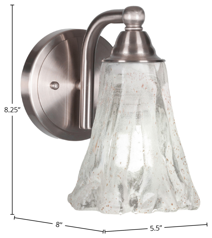 Paramount Wall Sconce, Brushed Nickel, 5.5" Fluted Italian Ice Glass