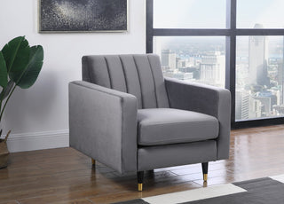 Lola Velvet Upholstered Chair, Gray