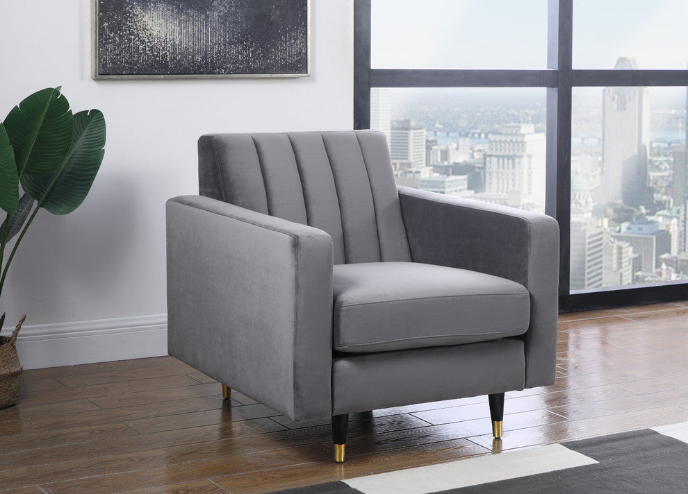Lola Velvet Upholstered Chair, Gray