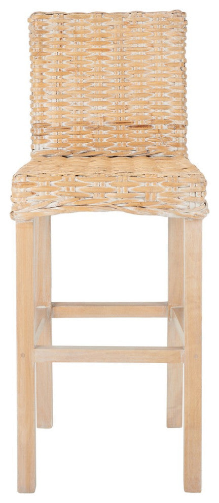 Safavieh Tobie Rattan Bar Stool, White Washed