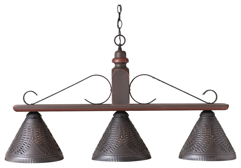Wooden Wellington Large Island Light in Espresso with Salem Brick