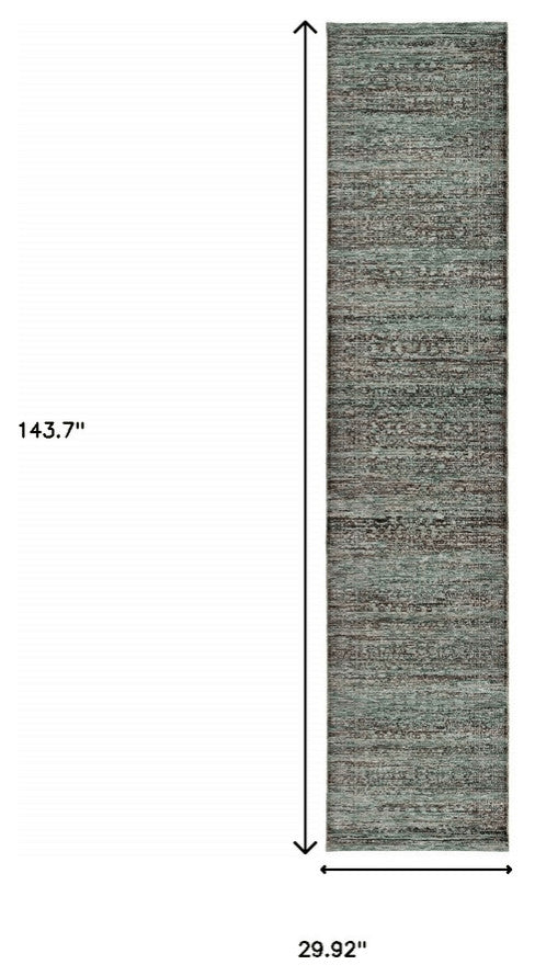 12' Runner Blue and Purple Oriental Power Loom Runner Rug